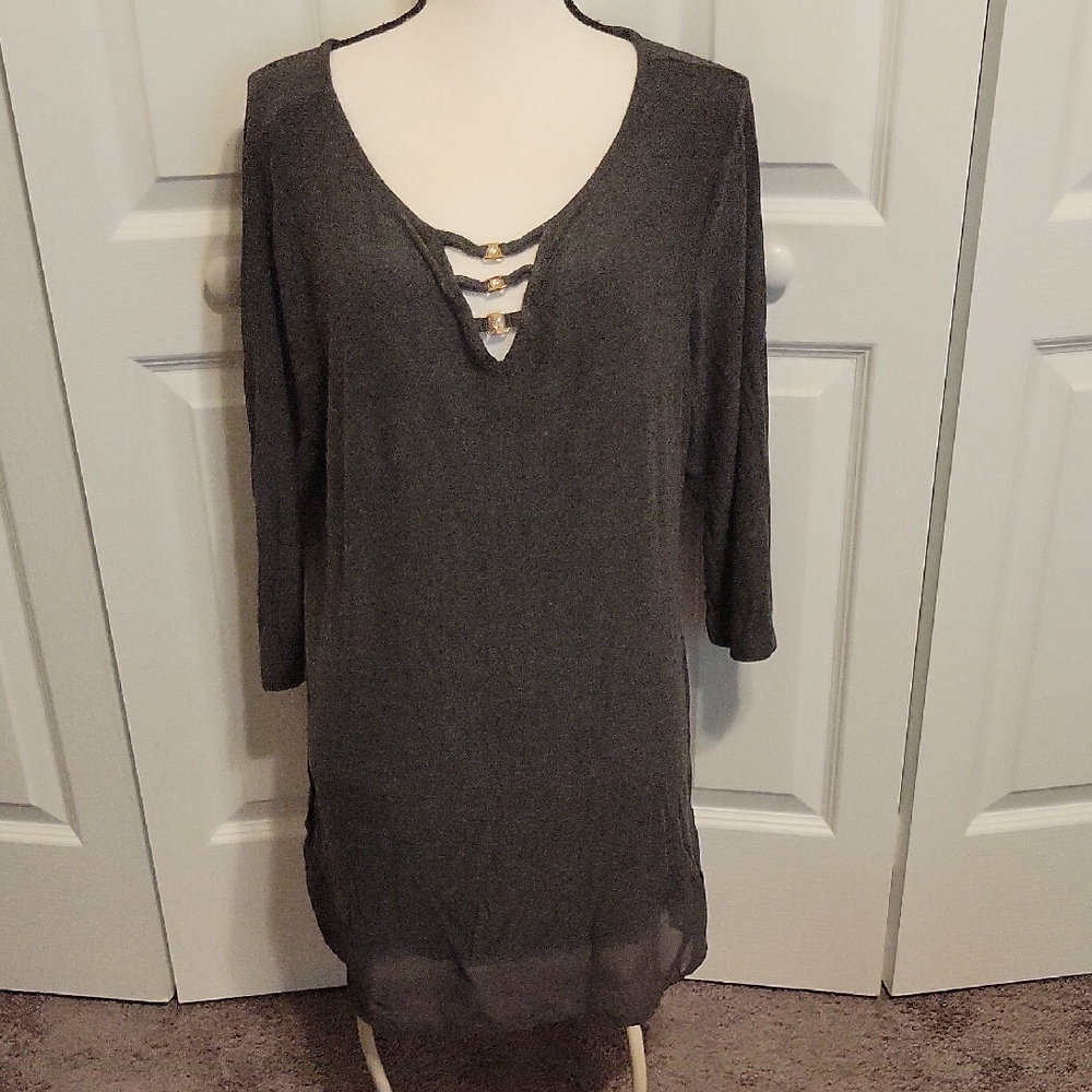 Chic Gray Long Sleeve Tunic